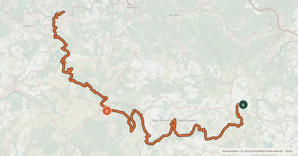 Kartenübersicht der Radroute Nister-Radweg