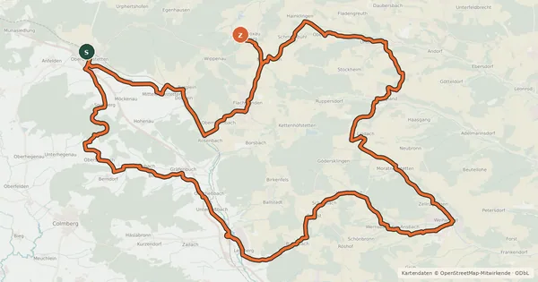 Kartenübersicht der Radroute NorA Radweg