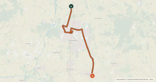Kartenübersicht der Radroute Nord-Süd-Route