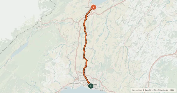 Kartenübersicht der Radroute Nord Vaudois - Jura