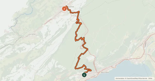 Kartenübersicht der Radroute Nord Vaudois-Jura - Étape 3