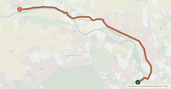 Kartenübersicht der Radroute Nordbad Brachwitz Saaleradwegverbindung