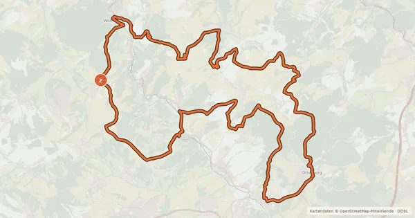 Kartenübersicht der Radroute Nordpfälzer Höhenradweg