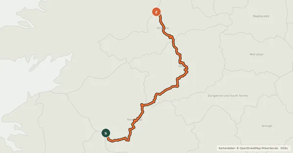 Kartenübersicht der Radroute North West Trail