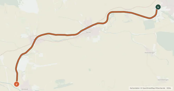 Kartenübersicht der Radroute Notterradweg
