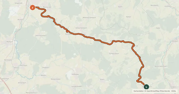Kartenübersicht der Radroute Nüsttal Radweg
