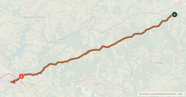 Kartenübersicht der Radroute Nutscheidhöhenweg