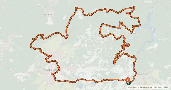 Kartenübersicht der Radroute O10 (Große Oberharz-Rundtour)