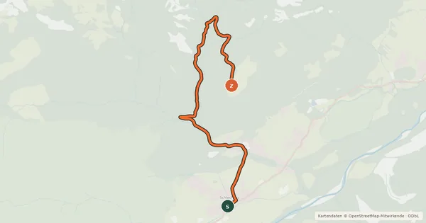 Kartenübersicht der Radroute Oberauerbrunstalm