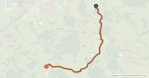 Kartenübersicht der Radroute Oberdorfer Radlrunde