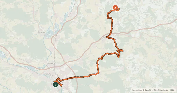 Kartenübersicht der Radroute Oberfränkische Marientour - Etappe 1