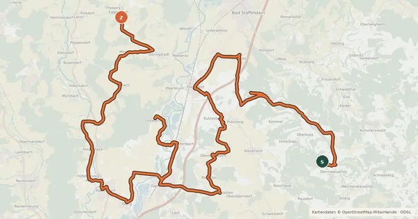 Kartenübersicht der Radroute Oberfränkische Marientour - Etappe 2