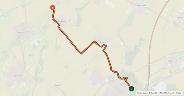 Kartenübersicht der Radroute Obergartzem (03) - Lövenich (53)