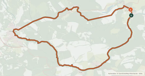 Kartenübersicht der Radroute Oberharzer Radrundweg