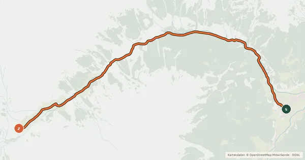 Kartenübersicht der Radroute Oberissalm