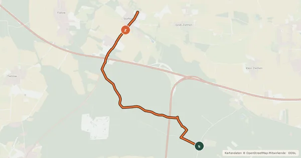 Kartenübersicht der Radroute Oberkrämer (20) - Kremmen (34)
