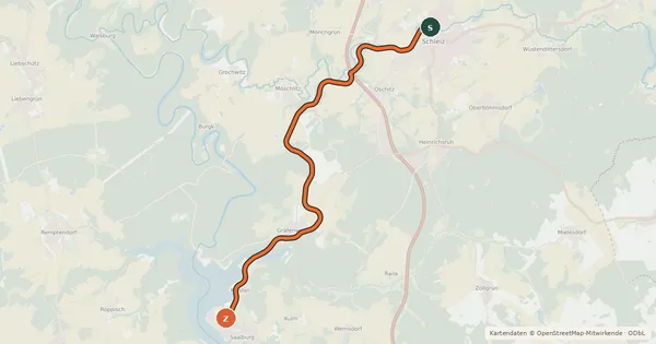 Kartenübersicht der Radroute Oberlandradweg