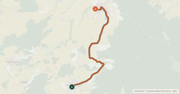 Kartenübersicht der Radroute Oberlauringen - Sulzfeld Nordwest