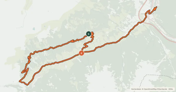 Kartenübersicht der Radroute Obernberger Lärchwiesenweg
