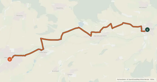 Kartenübersicht der Radroute Obernzenn - Unteraltenbernheim