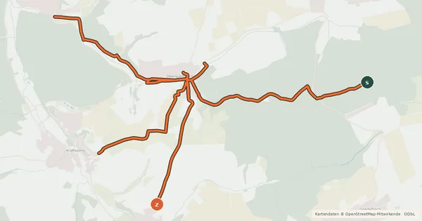 Kartenübersicht der Radroute Oberquembach