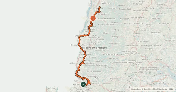 Kartenübersicht der Radroute Oberrhein Römerradweg