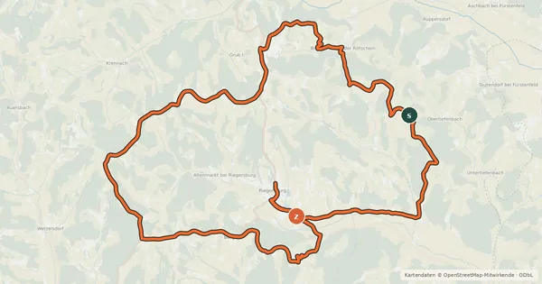 Kartenübersicht der Radroute Obstgartentour