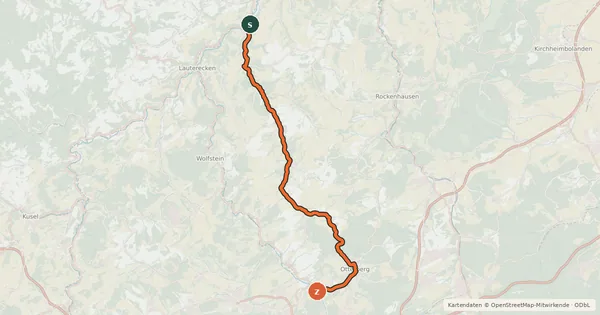 Kartenübersicht der Radroute Odenbachtal-Radweg