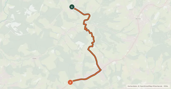 Kartenübersicht der Radroute Odenthal (67) - Bergisch Gladbach (68)