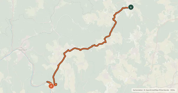 Kartenübersicht der Radroute Odenwald-Madonnen-Weg Westroute