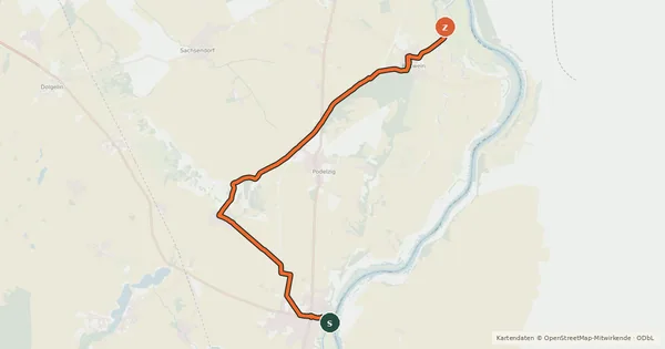 Kartenübersicht der Radroute Oderbruch Kurzroute 12