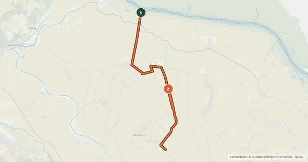 Kartenübersicht der Radroute Oderbruch Kurzroute 3