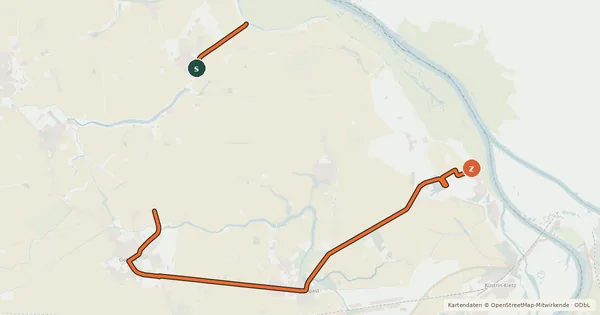 Kartenübersicht der Radroute Oderbruch Kurzroute 9