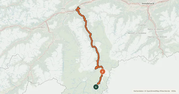 Kartenübersicht der Radroute Ötztal Mountainbike Trail