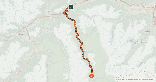 Kartenübersicht der Radroute Ötztalradweg