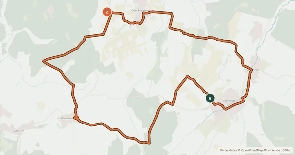 Kartenübersicht der Radroute Ofenbachsteich-Tour