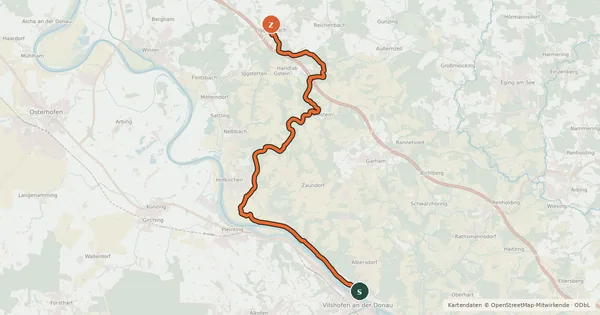Kartenübersicht der Radroute Ohetalradweg