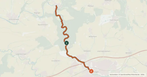 Kartenübersicht der Radroute Ohrntalradweg