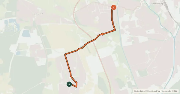 Kartenübersicht der Radroute Oranienburg (61) - Leegebruch (99)
