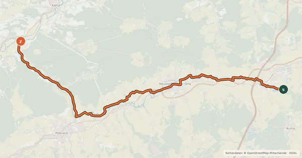 Kartenübersicht der Radroute Orlaradweg