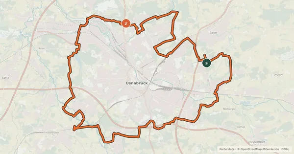 Kartenübersicht der Radroute Osnabrücker RUND-Tour