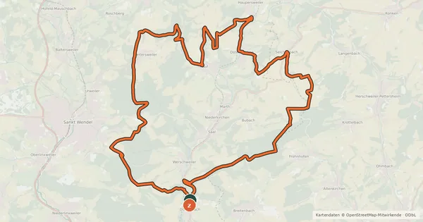 Kartenübersicht der Radroute Ostertal-Höhen-Radweg
