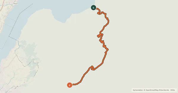 Kartenübersicht der Radroute P'tites Routes du Soleil, étape 1, Thonon-les-Bains / Boëge