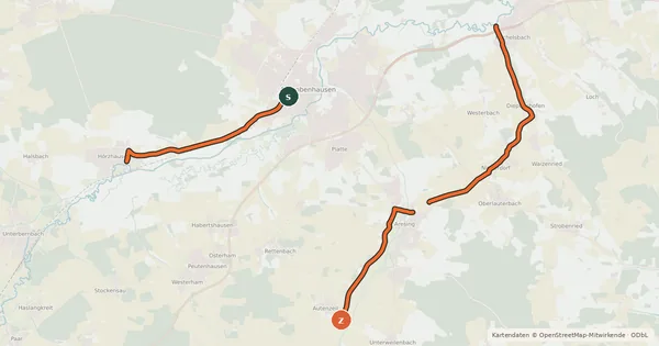 Kartenübersicht der Radroute Paar-Weilach-Tour