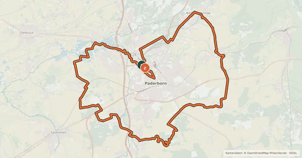 Kartenübersicht der Radroute Paderborner Rundtour