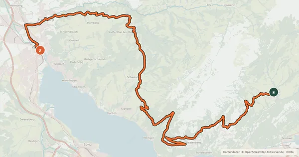 Kartenübersicht der Radroute Panorama Bike