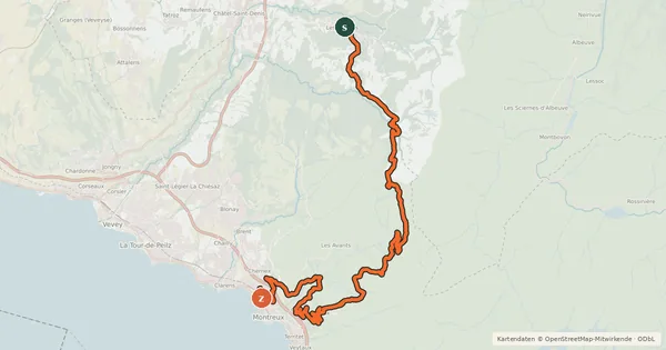 Kartenübersicht der Radroute Panorama Bike - Étape 14