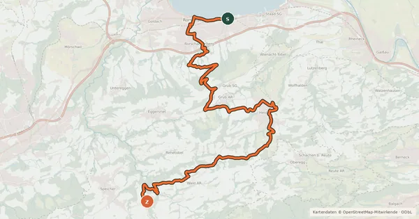 Kartenübersicht der Radroute Panorama Bike - Etappe 1