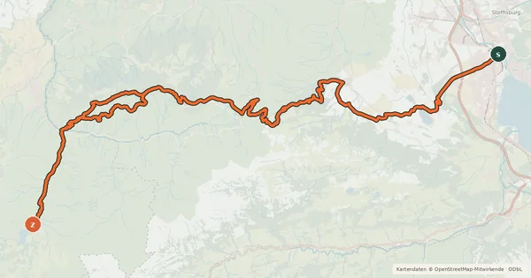 Kartenübersicht der Radroute Panorama Bike - Etappe 11