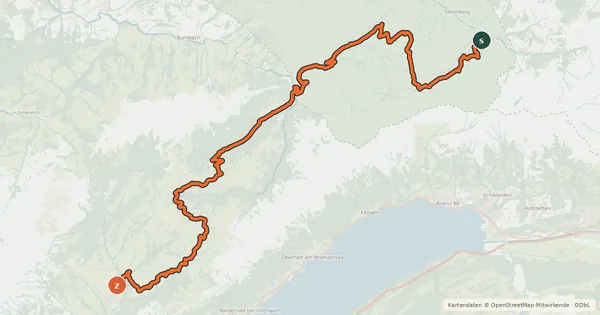 Kartenübersicht der Radroute Panorama Bike - Etappe 9